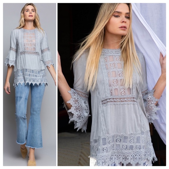 POL Victorian Windowpane Feminine Top - Picture 5 of 16